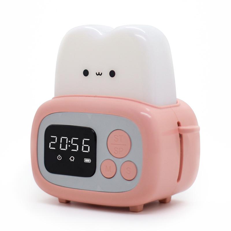 Rechargeable Bedside Night Light & Alarm Clock for Kids with Timer Function