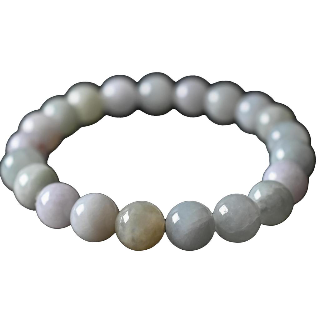 Eigado Genuine Jadeite Bracelet with Beads and 16cm Inner Natural Stone Power for Men and Prayer Good Luck Feng Shui 9.5mm Diameter, Stone, Women,