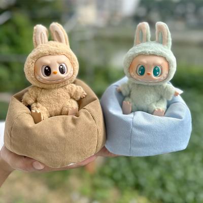 Für 17cm Labubu Mini Sofa Bjd Puppe Raumdekoration Zweite Generation Sitzende Party Serie Puppensofa Auto Mini Sofa Bett