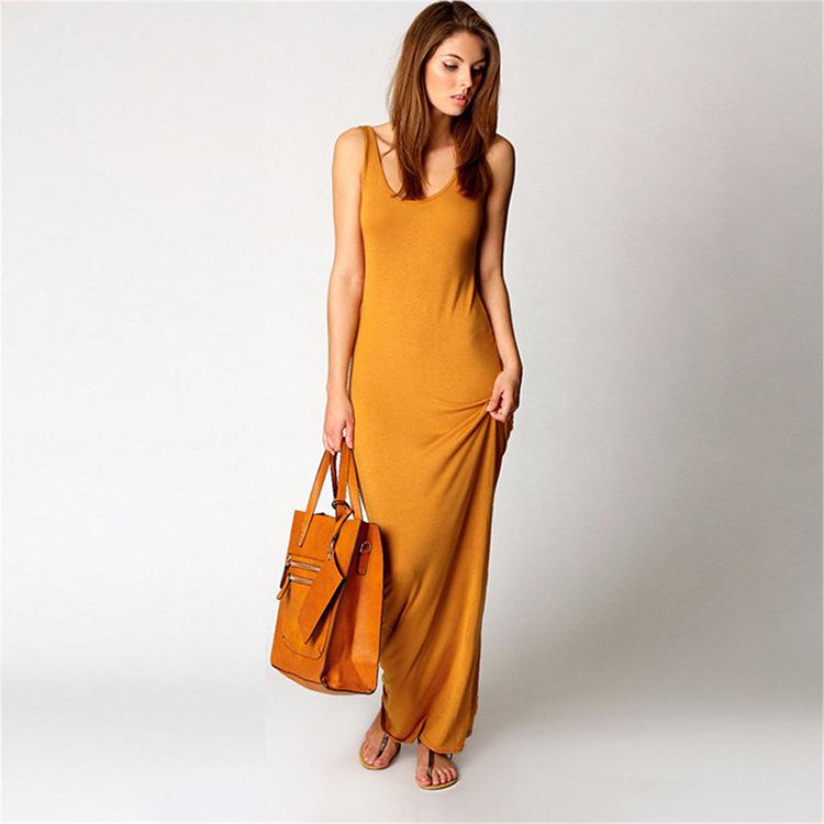 Elegant Solid Color Bodycon Tank Dress for Nightclub Summer