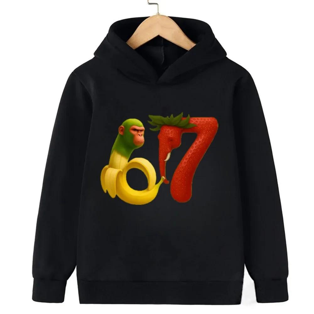 Spring Autumn 67 Six Seven Crazy Children's Hoodie Kids Casual Fashion Fun Boys Hooded Sweatshirt Pullover Girl Clothing Top