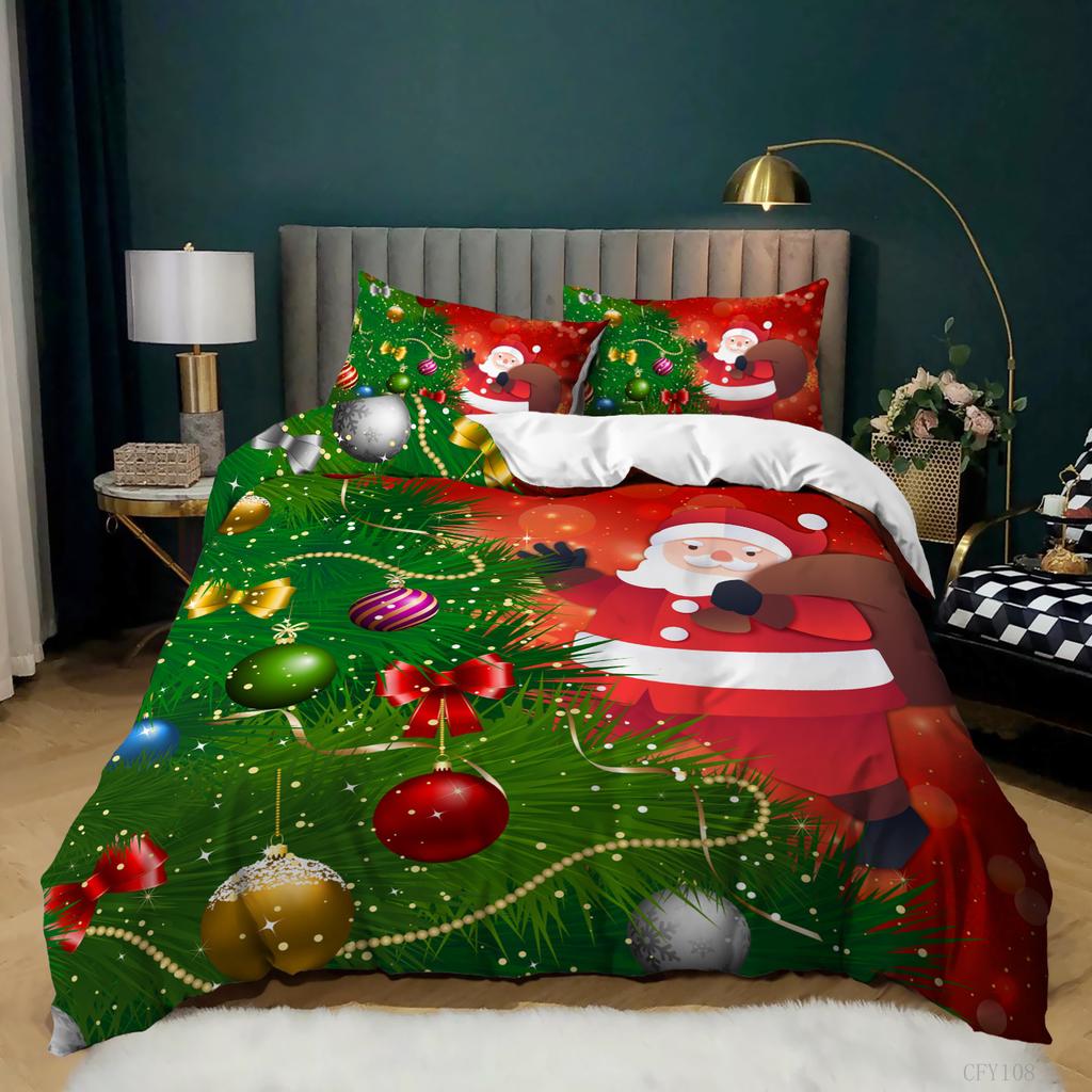 Christmas 3D Digital Printing Quilt Cover Three-Piece Bedding