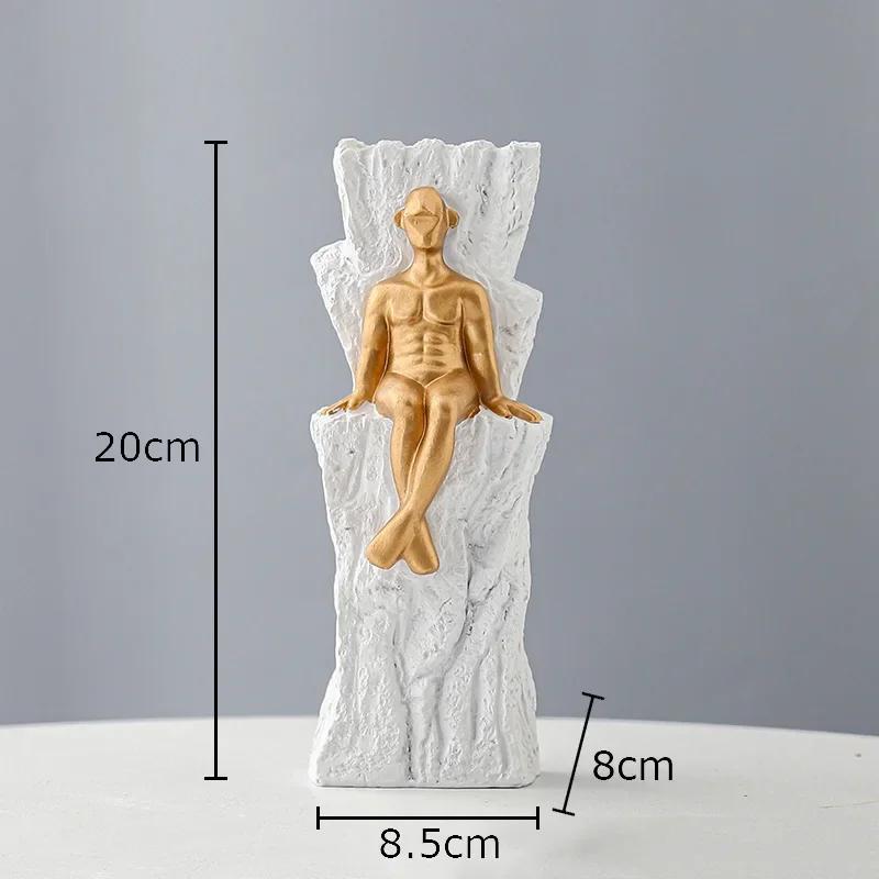 

Golden Abstract Figures Statue Desk Decoration Ornaments Modern Crafts Chair Character Resin Sculpture Room Aesthetics Decor білий