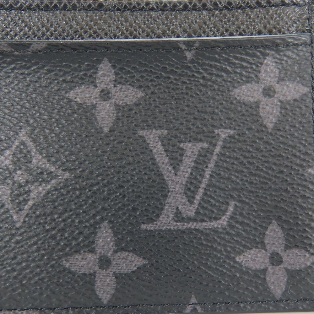 Used LOUIS VUITTON Coin Case Coin Card Holder M30271 Monogram Eclipse/Taiga Noir Black Accessory