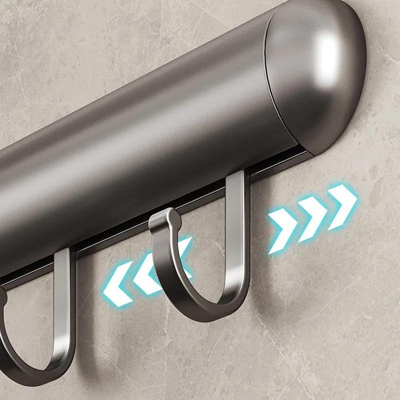 Kitchen Hooks Non Perforated Hanging Rods Kitchen Storage Racks Spatulas Spoons Hanging Racks Space Aluminum Hooks Wall Mounted Storage YLE516