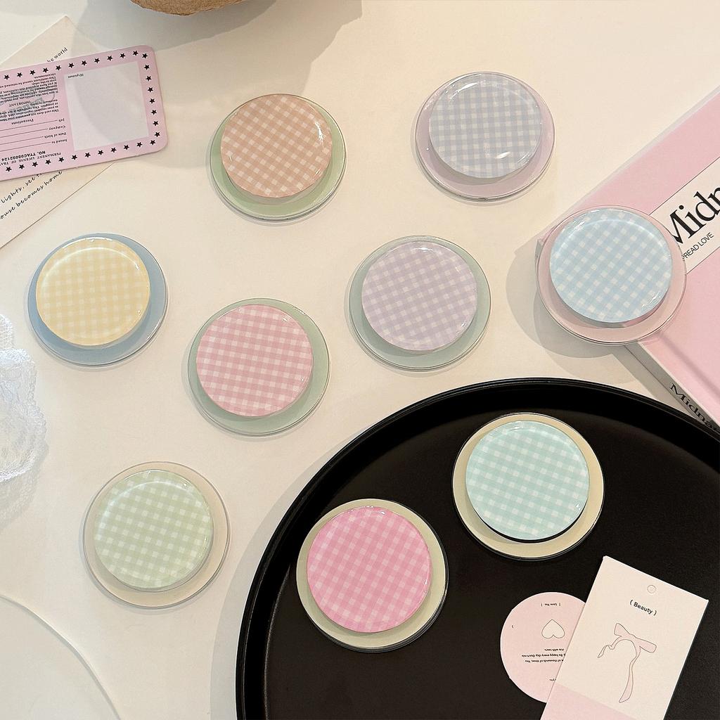 Korean Ins Style Niche Contrasting Plaid for MagSafe Magnetic Bracket Adsorption Retractable Airbag Bracket for Women