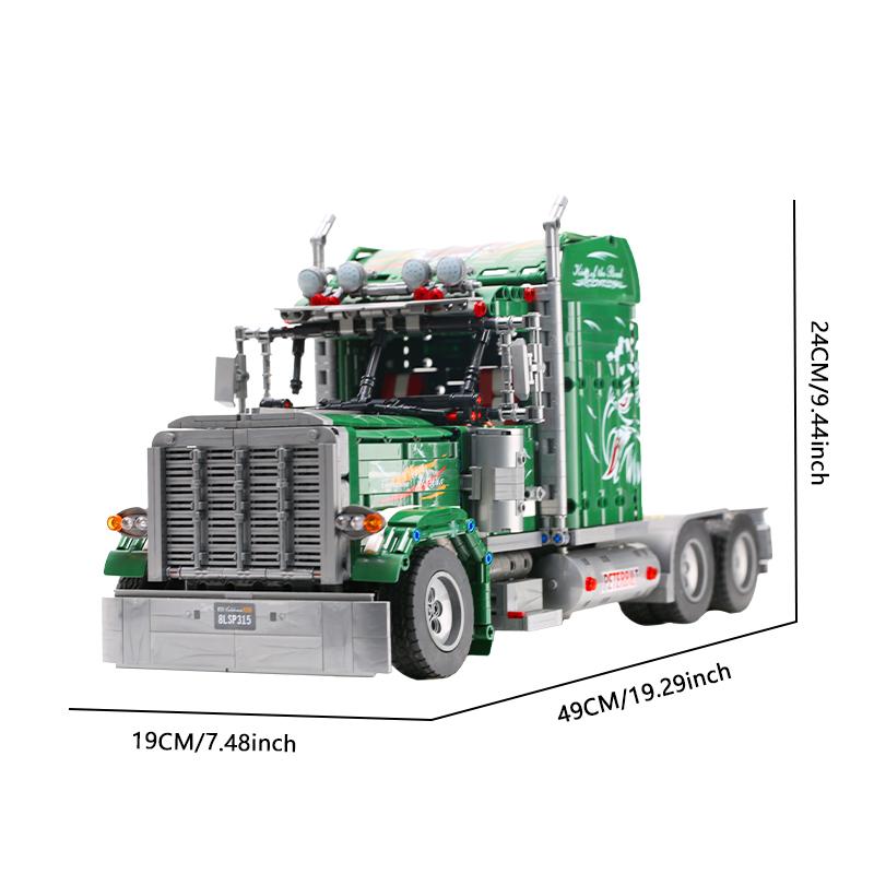 2105pcs Green American Truck Building Blocks Set - Challenging Assembly Toy for Adults, Perfect for Home Decor & Collectors