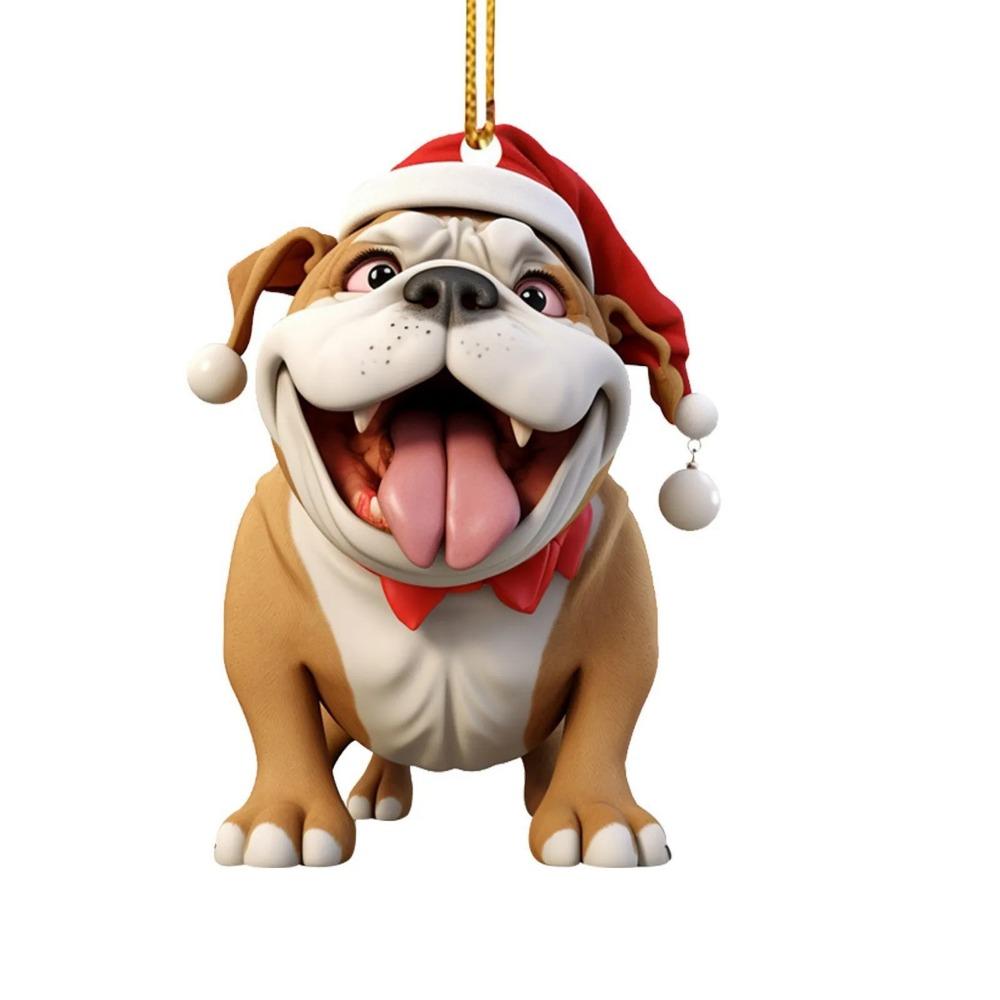 2D Dog Hanging Pendant Flat Christmas Puppy Ornament Funny Dog Car Ornament  Christmas