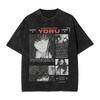 Vintage Washed T-Shirt Yoru Chainsaw Man Japanese Manga Cotton T Shirts  Leisure Tshirt For Men Summer Y2k Fun Casual Top Tees