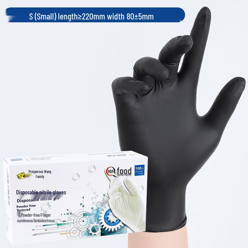 Durable Black Nitrile Gloves: Thick, High-Elasticity, Oil-Proof, Anti-Slip for Auto Repair & Mechanical Maintenance