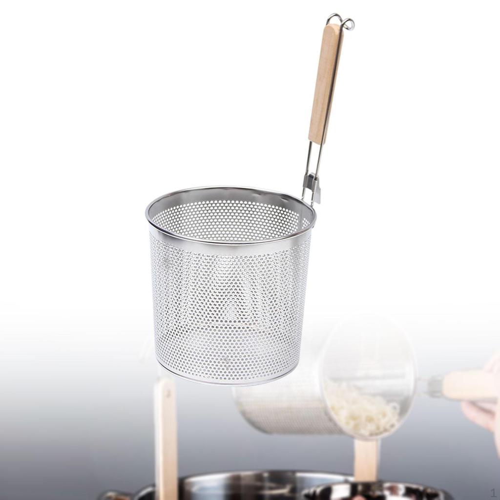Stainless Steel Noodle Strainer with Wooden Handle