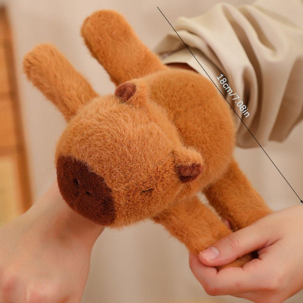 Kreativní roztomilý kapybara Clap Circle Zvířecí náramek Kreslený plácací náramky Dekorace do auta Plyšová hračka Náramek pro panenku Capybara