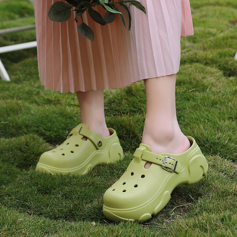 Summer New Lady's Fashion Wear High-heeled Platform Beach Sandals Outdoor Garden Shoes EVA Slippers