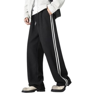 Aaronlive Casual Sports Size M Men's Pants, Spring/Autumn, Commuter, Striped, Straight, Loose, Casual, Slim, Pants, Fall, Draped, Black,