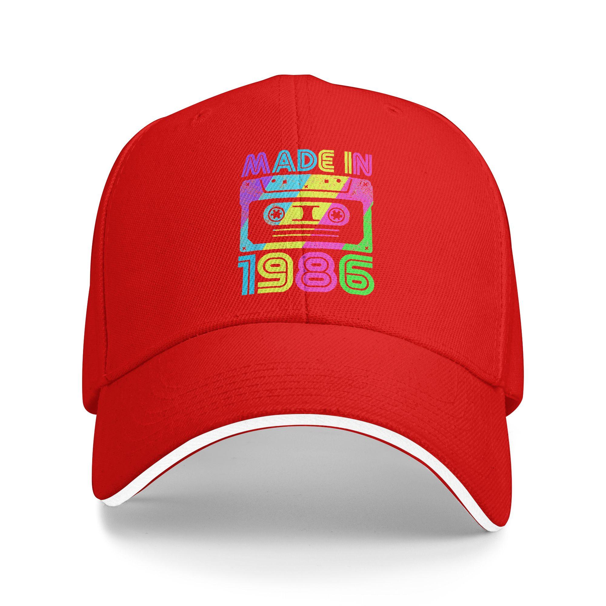 

Made In 1986 Cassette Birthday 80s Baseball Cap Design Print Trucker Hat Spring Unisex Men Kpop Rock Baseball Caps One Size