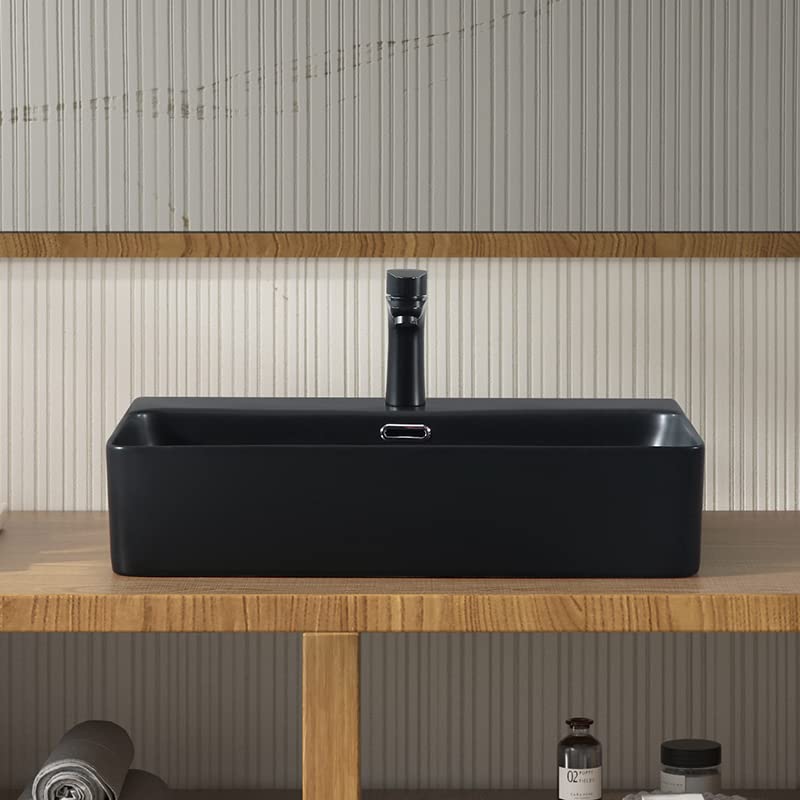 LUYI Schwarzes Waschbecken-Set, Waschbecken, Handwaschbecken, 605 x 420 x 130 mm