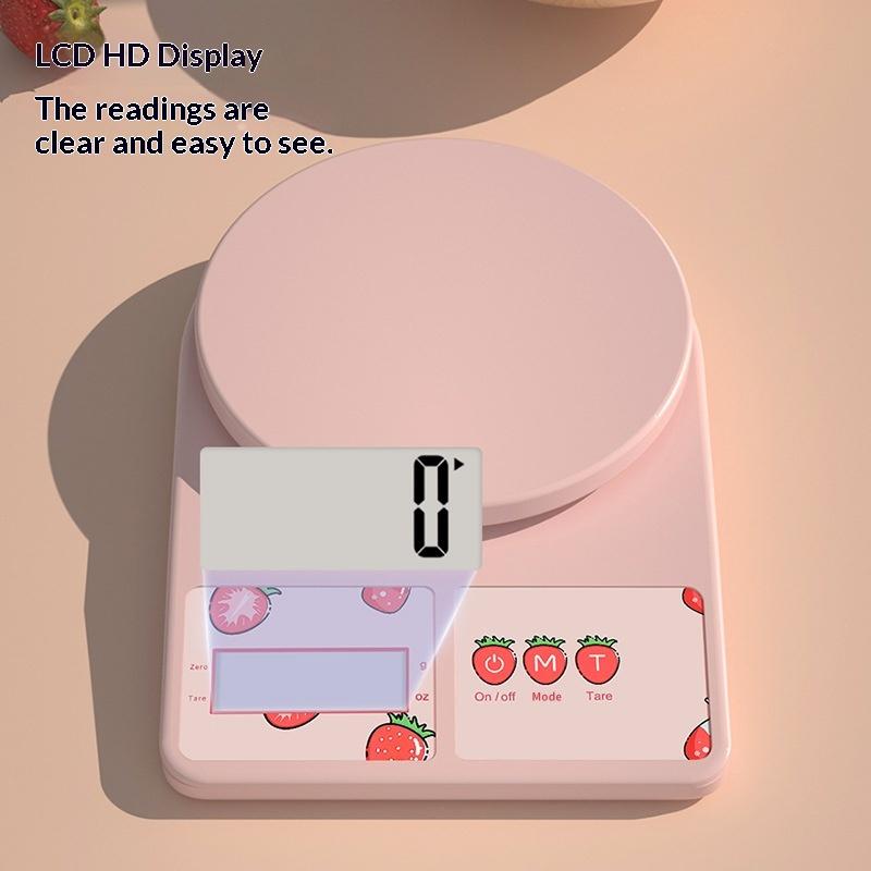 Digital Food Scale 1g High Precision Strawberry Cartoon Kitchen Scale Multifunction for Cooking Baking Weight Control
