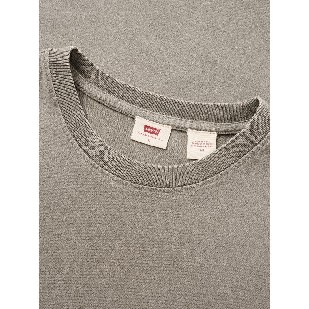 Levis Casual Comfortable Simple Embroidered Logo Ribbed Crew Neck Short Sleeve T-Shirt Men T-Shirts Gray-Green 003MZ-0002