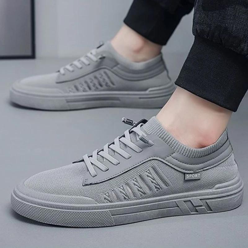 Fashion Non Slip Casual Shoes for Men Lightweight Plain Gray Sneakers In Promotion Legitimate 2025 Trend Designer Luxury Work Man Shoe