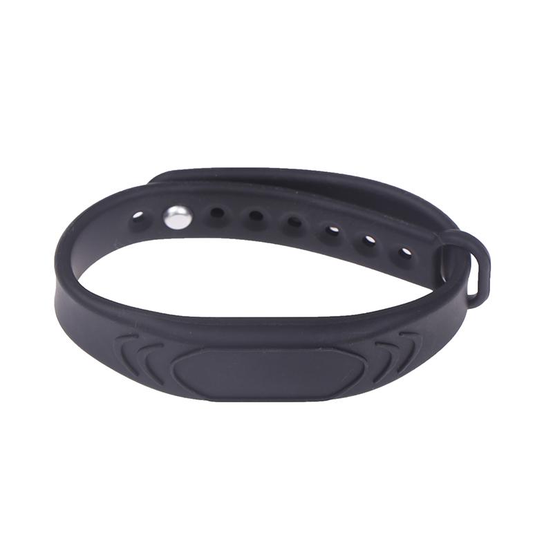 Adjustable Pure Black Silicone Rfid Wristband 125Khz/13.56Mhz 14443A Ic Chip Waterproof Wristband Bracelet