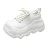 Fashion Cute Round Head Platform Sneakers Women Real Leather Lace-up Comfort 8CM THick Botton Sports Shoes Zapatillas De Mujer