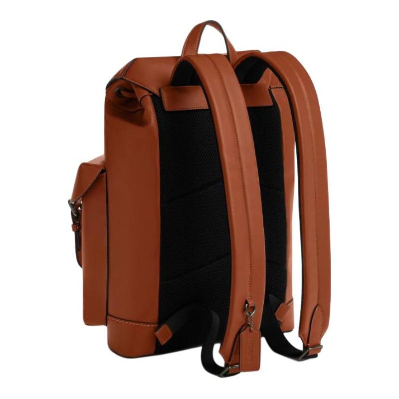 COACH WARNER 31 adjustable shoulder strap cowhide backpack large size unisex couple model brown