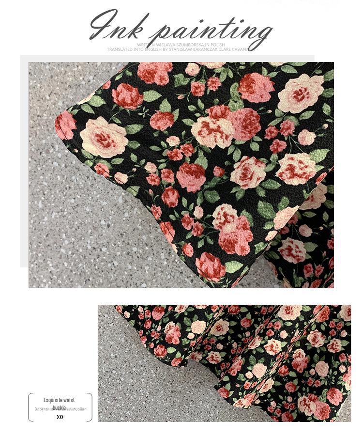 2023 Plus Size French Floral Puff Sleeve Dress: Slimming, Square Neck Summer Style