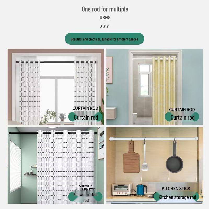 Telescopic No-Drill Retractable Rod for Clothes Drying & Shower Curtains