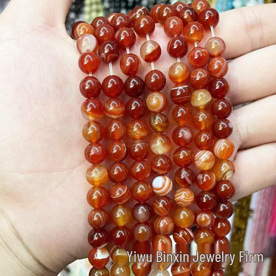 Bin Xin Jewelry: Red Striped Agate Round Beads for DIY Jewelry Accessories