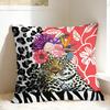 Leopard & Tropical Floral Pillow Cover  Comfy Cushion Cover Morden Pillow Case For Sofa Home Decoration