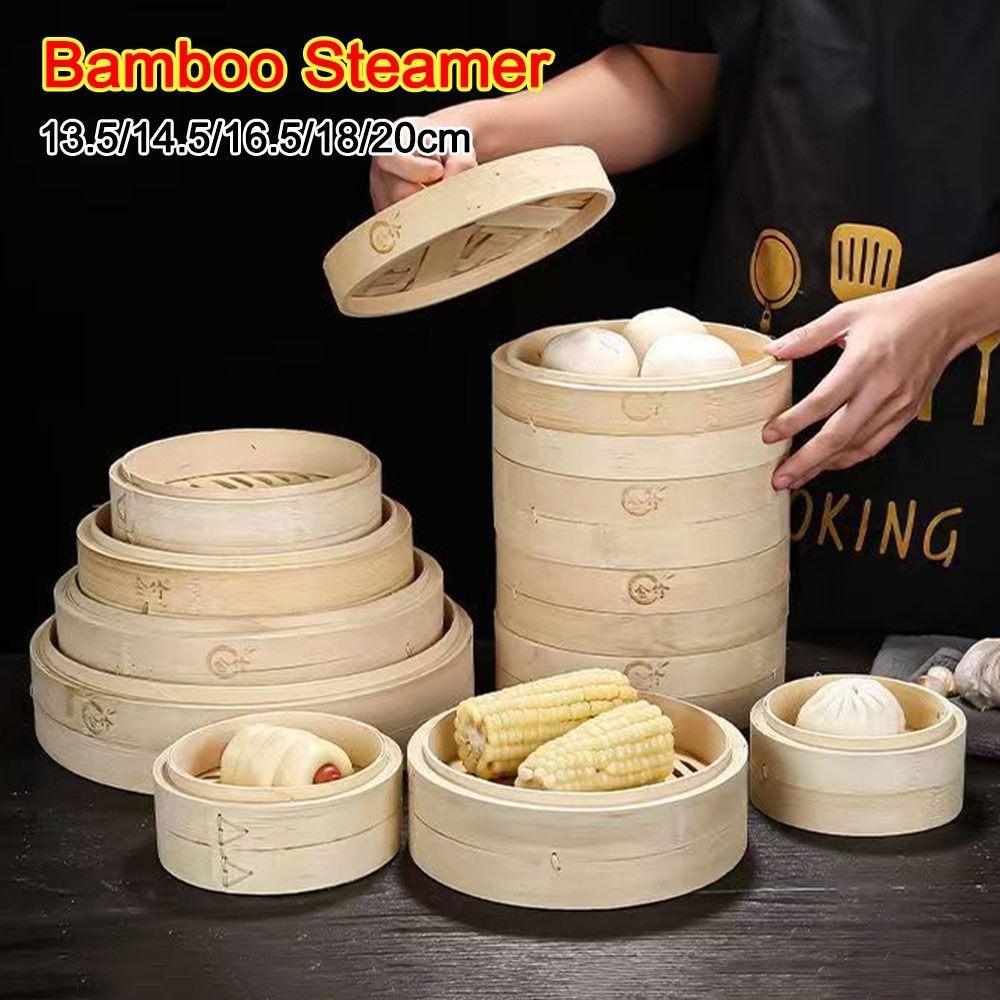 Neuer Handgefertigter Bambus-Dämpfer Stapelbar mit Deckel Dämpfkorb Große Kapazität Küchengeschirr Zum Dämpfen von Klebreis