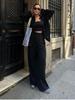 Set casual in cotone e lino tinta unita: camicia e pantaloni a gamba larga con coulisse