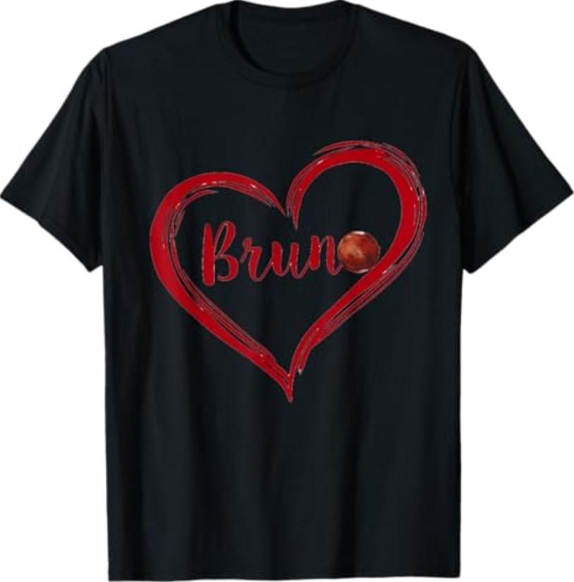 Love Heart Bruno First Name Personalized for Men Women T-Shirt S разноцветный