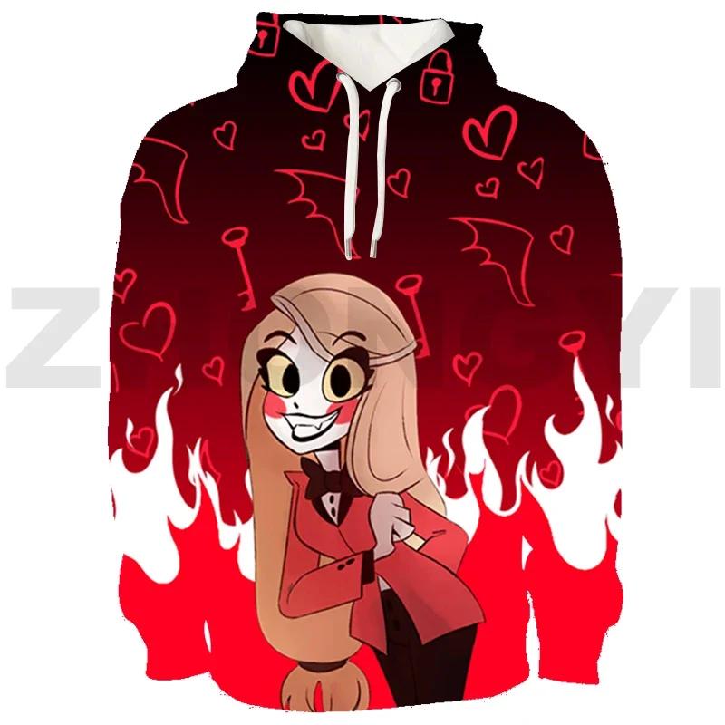 Harajuku Hazbin Streetwear 3D Print Hotel Men Clothing Hip-Hop High Street Sweatshirts Female Anime Hoodie Cosplay Costume Hoody