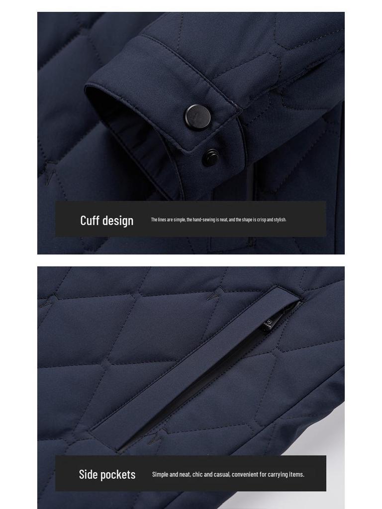 Lätt Bomullskragejacka för Herrar - Höst/Vinter Pappa-stil