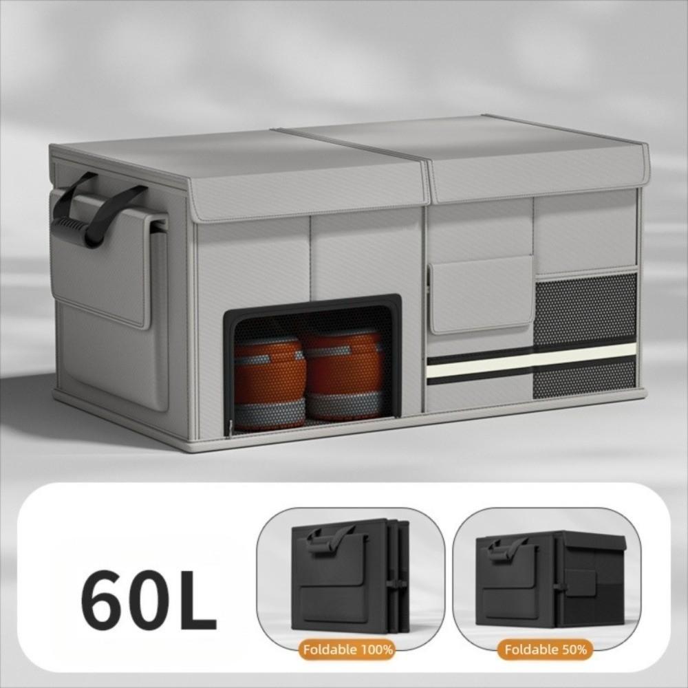 

High Quality 60L Car Trunk Organizer Large Capacity Waterproof Car Storage Box Foldable Car Trunk Storage Camping Travel сірий