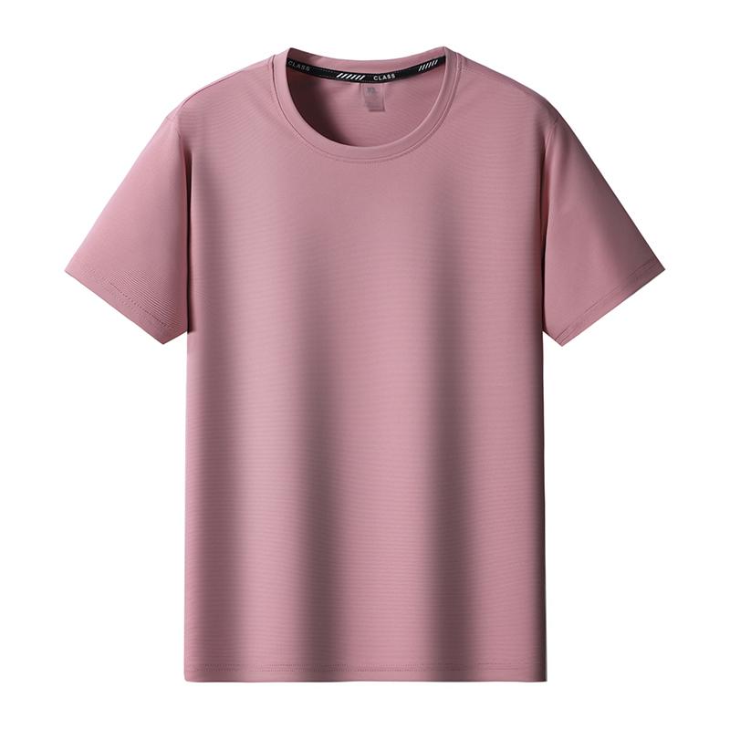 Large Size Solid Color Ice Silk Men's T-shirt Round Neck Short-sleeved Sports Casual Quick-drying Top