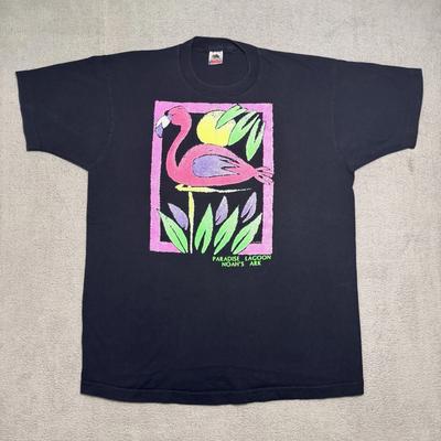 Vintage 90s Fruit Of The Loom Shirt Men’s XL Paradise Lagoon Noah’s Ark Graphic