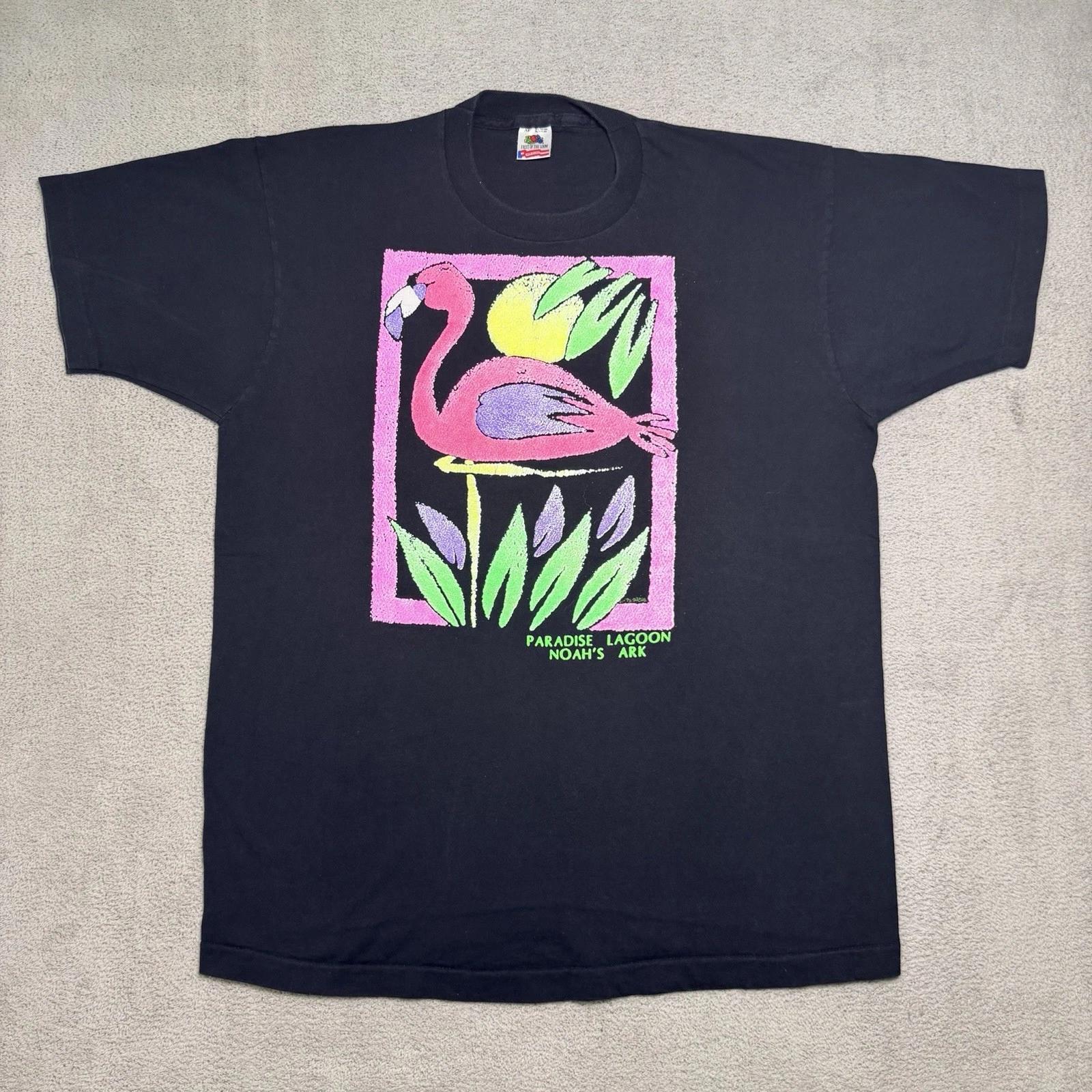 

Vintage 90s Fruit Of The Loom Shirt Men’s XL Paradise Lagoon Noah’s Ark Graphic S