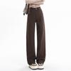 Women's American Vintage Coffee Brown Slim Straight Jeans High Waist Loose Slimming Casual Streetwear Spring Autumn