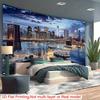 Brooklyn Bridge NYC Night View Tapestry Cityscape Wall Decor for Bedroom