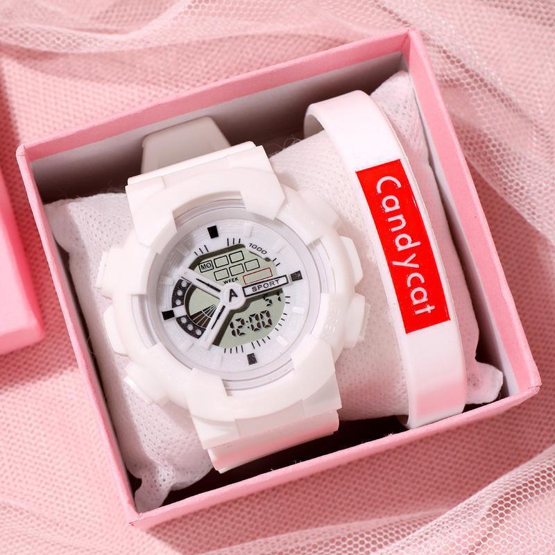 Sportuhr Student LED Elektronische Runde Uhr Bunt Herren Damen Quadratische Digitaluhren Gummiuhr