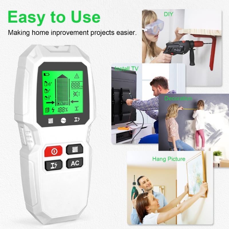 Stud Finder Wandscanner 7in1 Bolzendetektoren mit intelligentem Mikroprozessor-Chip Digitalanzeige Bolzen-Sensor-Finder