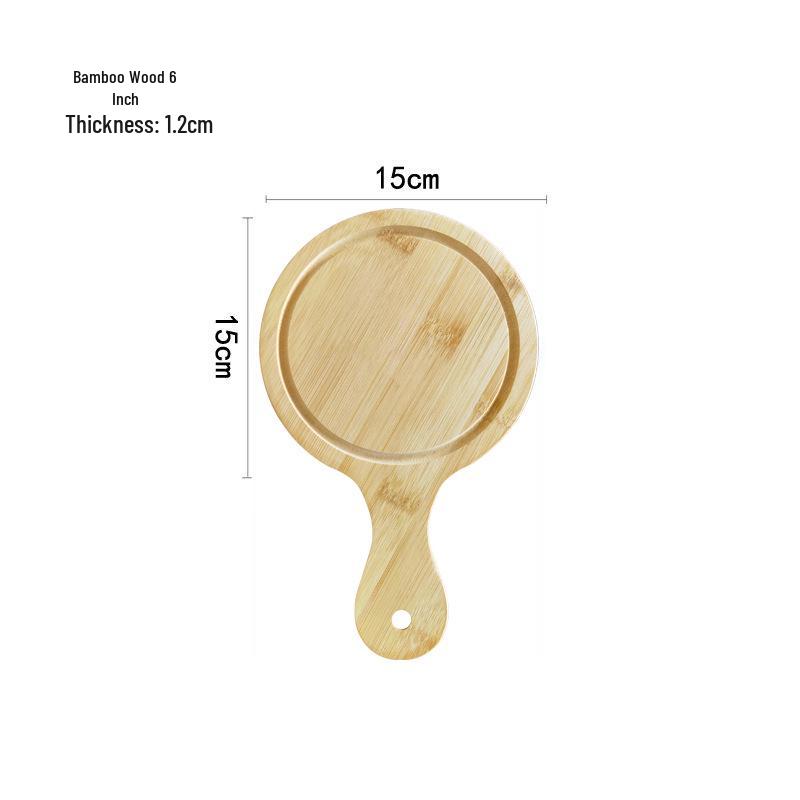 Japanese Style Bamboo & Wood Pizza Board - Round Tray with Handle (8", 9", 10")