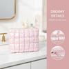 Iridescent Puffy Makeup Bag Holographic Bubble Grid Design Large Capacity Cosmetic Bag for Travel Daily Commute Use