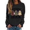 Women's Casual Halloween Print Long Sleeve Crewneck Top for Fall Party and Everyday Wear