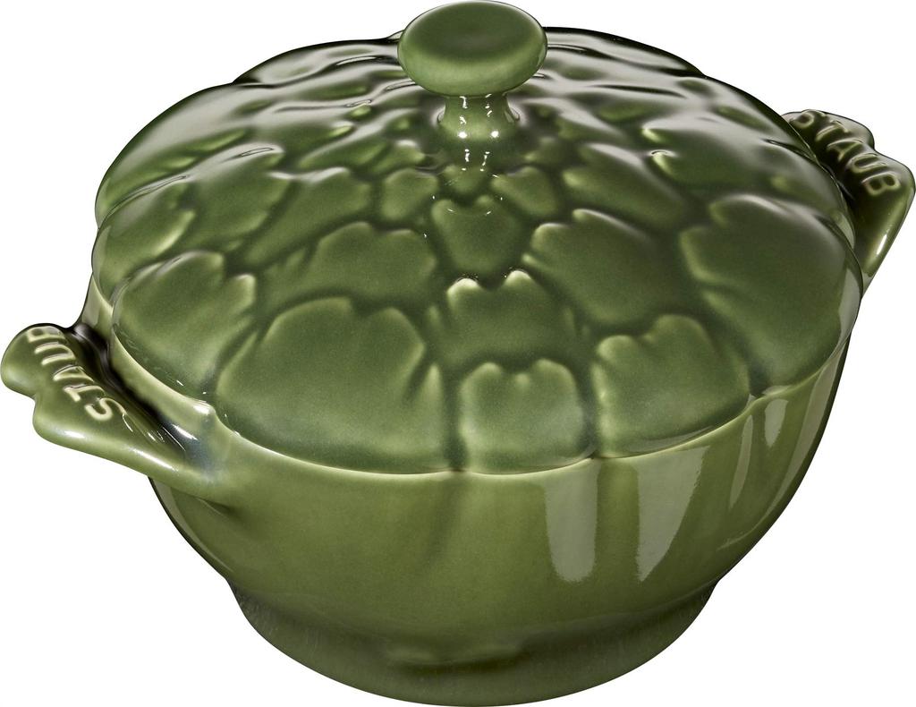 Staub Cocotte 13cm Keramisk varmebestandig keramikk Mikrobølgesikker japansk keramisk artisjokk Cocotte "Artichoke Basilikum" [Autorisert produkt] 40500-326
