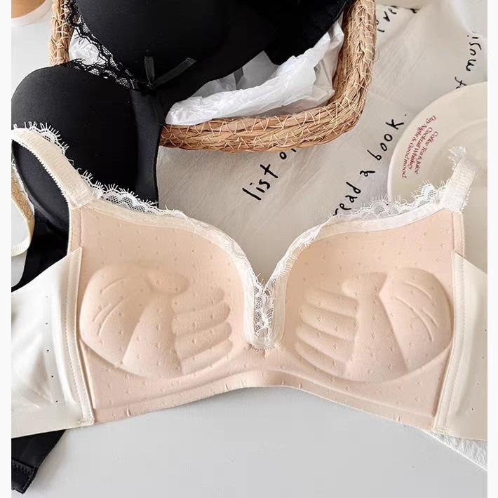 Traceless Lace Underwear Women's Small Breasts Gather and Show Big Palm Cup Shows Big No Steel Ring Close Breast Bra Cover