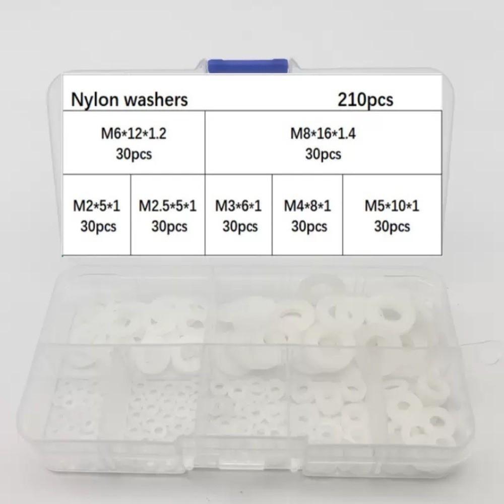 210/350/500pcs Black White Nylon Washers Multi-Size Gasket Ring Kit  Automotive Maintenance