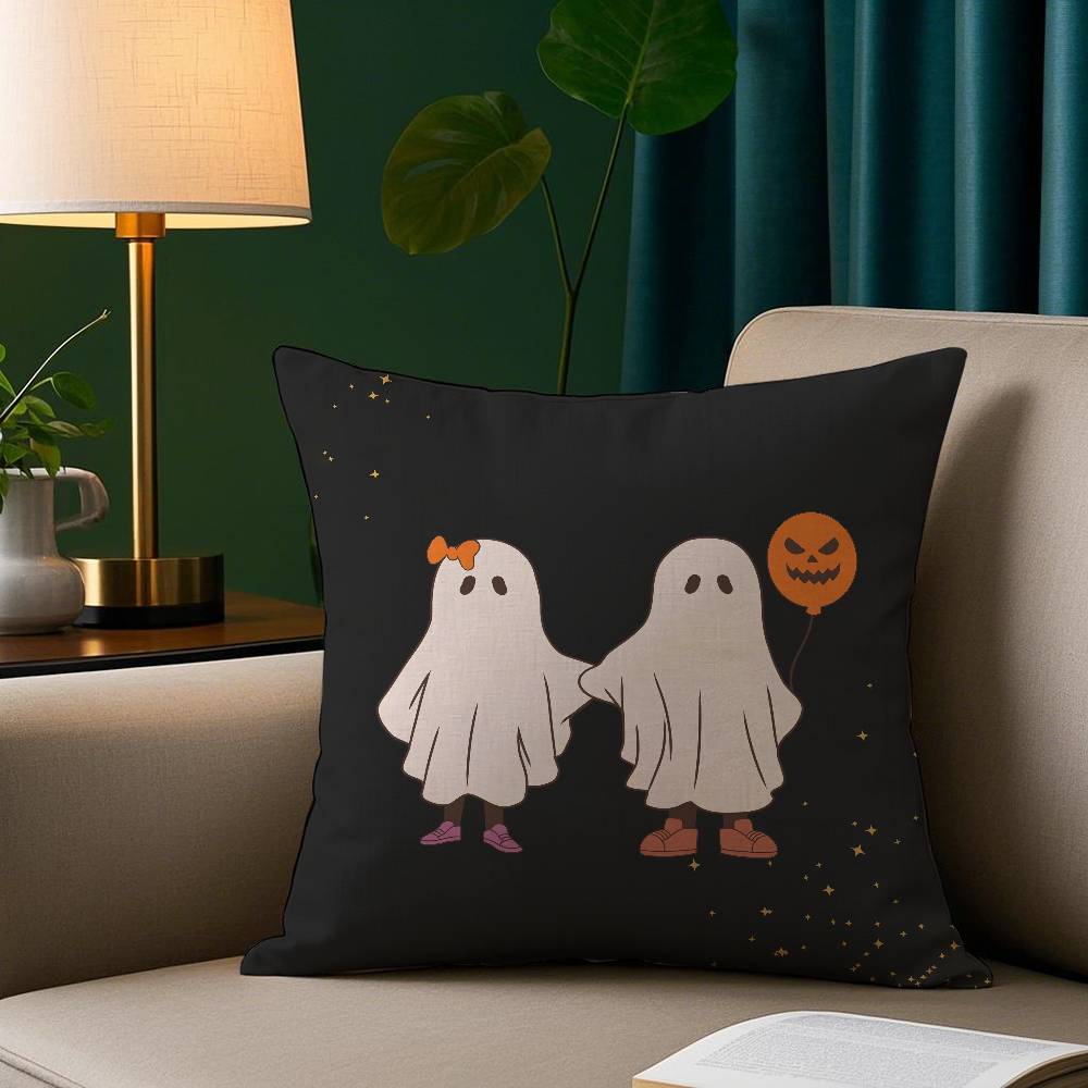 Kawaii Halloween Ghost Pillow Case Plush Fabric Soft Pillowcase Double Sided Print Sofa Cushion Cover Throw